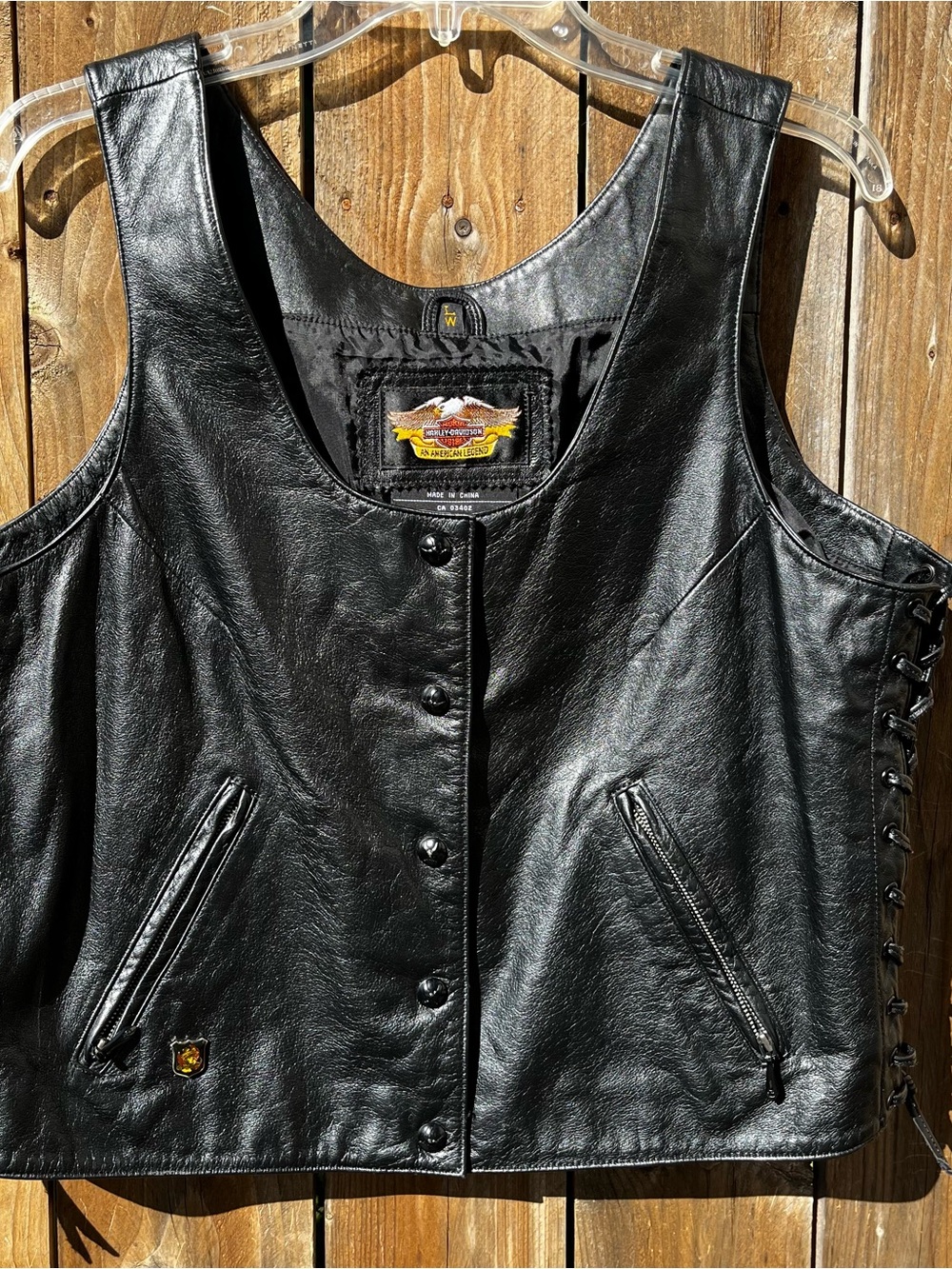 Vintage Harley Davidson Black Leather Vest Accepting Offers!